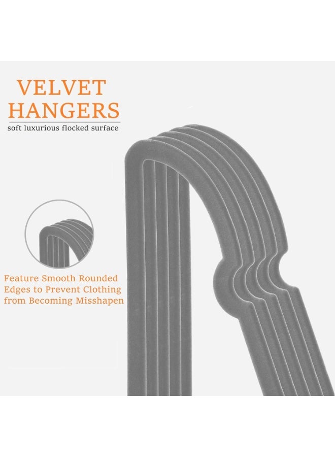 هابي هوم مجموعة 20 شماعة مخملية مانعة للانزلاق – شماعات ملابس متينة بسطح مخملي ناعم لحماية الملابس، خطاف دوار 360 درجة لتعليق سهل ومرن – شماعات للبدلات والفساتين والقمصان والبنطلونات – لون رمادى أنيق لتنظيم وترتيب الدولاب - Image 3